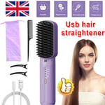 Electric Hair Straightener Brush Straight Quick Iron Hot Comb Negative ion Brush