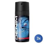 3x Denim Original 150Ml Homme Déodorant Spray