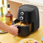 Black Air Fryer Power Oven Cooker Oil Free Low Fat Frying Kitchen 3.8L 1450W