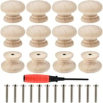 Bouton Meuble Bois Naturel Poignée Tiroir en Bois 35 x 26 mm Boutons de Porte Ronde avec Vis et Tournevis Petit Bouton de Porte Bois pour Armoires Tiroirs Pansements Cuisine etc.