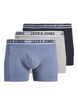 JACK & JONES Men's Jacpeter Solid Trunks 3 Pack Boxer Shorts, Navy Blazer/Pack: Coronet Blue-Lgm, M