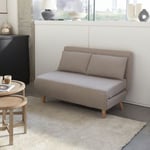 Canapé convertible en tissu - Guesta - 2 places scandinave. pieds bois foncé. beige. banquette. dossier inclinable