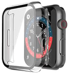 Recata 2 Pièces Transparent PC Coque Compatible avec Apple Watch Series 9 (2023) Serie 8 Serie 7 45mm avec Protection ecran en Verre Trempé, HD Clair Ultra Mince Anti-Choc Protection iWatch