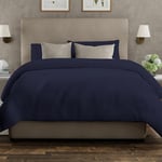 The Cotton Exchange Manchester 100% Cotton Navy Duvet Cover Set Super King Size, Percale Weave, Cool & Crisp, Lightweight & Breathable, 3pcs Superking Quilt Cover Bed Set with Button Closure