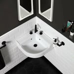 Lavabo d'Angle Style iIndustriel en Céramique 50 cm - Blanc - Industrialis