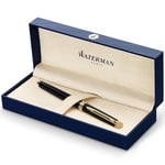 Waterman Hémisphère Fountain Pen | Gloss Black with 23k Gold Trim | Fine Nib | Blue Ink | Gift Box