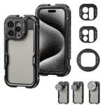 NEEWER 15 Pro Cage [2aGen], Stabilisateur Téléphone Rig Vidéo avec Adaptateur pour Filtre 67 mm, Backplate pour Objectif 17 mm, Adaptateur pour Lentilles T Mount Compatible avec Moment T Série