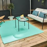 THE RUGS Urban Collection Outdoor Rug - Easy to Clean, Waterproof Plastic Outdoor Rugs for Garden, Patio, Balcony, Camping - Contemporary Plastic Straw Rug - Mono Turquoise, 120x160cm