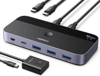 Switch Usb C 3.2 10Gbps 4 Ports Usb Switch Pour 2 Pc Commutateur Kvm 2 Entrées 4 Sorties Pour Clavier Souris Disque Dur Imprimante Avec Contrôleur Du Bureau Et 2 Câbles Usb C Inclus Plug Play