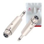 2x Adaptateur prise XLR Femelle vers Gros Jack 6.35 mm TRS Mâle mono connecteur stéréo