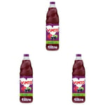 Vimto Real Fruit Squash Original Mixed Fruit Juice Cordial Drink, Blackcurrant, Grape & Raspberry, 1 Litre Bottle (Pack of 3)