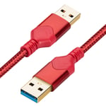 Câble Usb 3.0 Mâle Vers Mâle,Câble De Donnees Haute Vitesse Usb A Vers Usb A Compatible Avec Disque Dur/Refroidisseur D'Ordinateur Portable/Decodeur/Lecteur Dvd/Tv/Appareil Photo(0,3M,Rouge)