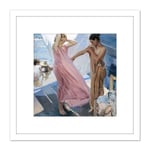 Joaquin Sorolla Y Bastida After Bathing Valencia 8X8 Inch Square Wooden Framed Wall Art Print Picture with Mount