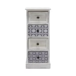 Commode Table de Chevet Etroite Bois MDF Blanc Gris 4 Tiroirs Vintage Entree 76x30x25 cm