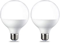 Amazon Basics ampoules LED en forme de globe G93 Culot Edison à vis E27 14,5 W (équivalent 100 W) Blanc chaud vif Intensité non variable, Lot de 2