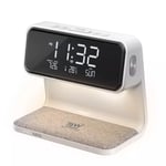 PROMATE 3-in-1 Multi-Function LEDAlarm CLock with 15W Wireless Charger. 10.7lm Night Light with 3 Brightness Modes. Dual Alarm with Snooze Function. 12Hr/24Hr Time. Requires Wall Charger - SPAUSB-5V2A