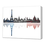 Mouton Noir Design Paris Skyline avec Cadre en Aluminium de Travail sur Toile, Multicolore, 40 x 76,2 cm