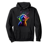 Retro Musical Lamb Rainbow Singing Bright Headphones Music Pullover Hoodie