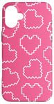 Coque pour iPhone 16 Plus Pink Pixel Heart Pattern Love 8bit Retro Valentine Gamer