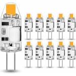 10-pack G4 2W LED-lampor - Ersätter 20W halogenlampor - Varmvitt 3000K - 200lm - 12V AC/DC G4 - Flimmerfri - Dimbar [Energiklass F] KLB