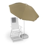 Relaxdays Parasol, Ø 180 cm, hauteur réglable, inclinable, rond, polyester, acier, jardin, balcon, plage, taupe