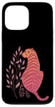 Coque pour iPhone 13 Pro Max Tigre rose orange sauvage jungle floral Boho Preppy Art