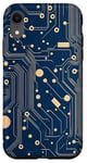 Coque pour iPhone XR Carte mère bleue vintage à pois avec circuit amusant