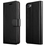 iCatchy For iPhone SE 2022 Case 2020 Case, 8 7 Leather Wallet Book Flip Folio Stand View Compatible with se 2022/2020 Phone Cover (Black)