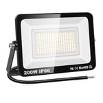 RIGIDON 1 Pcs Outdoor Flood LED Work Light, 200W 20000 Lumens Floodlight, Daylight Warm White Security Lights for Garden Yard Lawn Basketball Football Court Patio Landscape, IP66 Waterproof 4000K