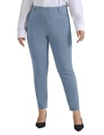 Hanna Nikole Pantalon pour femme grande taille, décontracté, stretch, taille haute, pantalon d'affaires, gris/bleu, 46