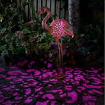 Garden mile® Solar Powered Light Up Flamingo With LED Lights Copper Effect Metal Garden Animal Sculptures Stunning Versatile Garden Ornaments Decoration Energy Saving animal ornament (Flamingo)