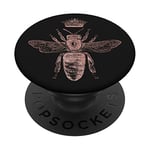 Rose Pink Honey Bee & Crown, VIntage Boho Queen Bee PopSockets PopGrip: Swappable Grip for Phones & Tablets