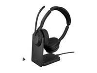 Jabra Evolve2 55 UC Stereo - Micro-casque - sur-oreille - Bluetooth - sans fil - Suppresseur de bruit actif - USB-A - noir - Optimisé pour la CU