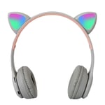 Casque Audio Sans Fil LED Oreilles De Chat Rose Pour Gaming Confort HiFi Gris YONIS