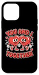 Coque pour iPhone 12 mini Coeurs mignons de dessin animé de Saint-Valentin tenant la main rétro amour