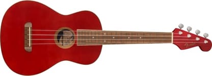 Fender Avalon Tenor Ukulele for Adults and Kids, Basswood Construction, Walnut Fingerboard, Classic Fender Stratocaster Headstock, in Cherry