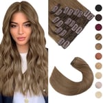 22" Extension de Cheveux A Clip Double Weft [##6 Châtain Clair] 8 Mèches Rajout Cheveux Lisse 100% Clip In Hair Extension Human Hair