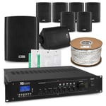 4-Zone Multi Room PA System - 8x BC40V Black Wall Speakers & Bluetooth Amplifier