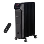 Oil Filled Radiator Digital Portable 2000W 9 Fin Thermostat Control Black Remote