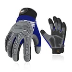 Vgo... Gants de travail de sécurité, gants de mécanicien, gants anti-vibrations, robustes (SL8849,8/M,Bleu,1Paire)