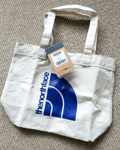 THE NORTH FACE Off White / Mineral (Bluey) Purple Logo CANVAS TOTE Bag Gym Shop