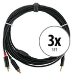 3x 6m Cable Audio Stereo Jack 3,5mm vers 2x RCA Phono Mâle Connect Audio DJ PA