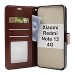 Crazy Horse Wallet Xiaomi Redmi Note 13 4G (Brun)