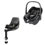 MAXI COSI Babyskydd Pebble 360 Essential Black plus basstation FamilyFix 360