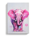 Elephant Bubble Gum Painting Canvas Print for Living Room Bedroom Home Office Décor, Wall Art Picture Ready to Hang, 30x20 Inch (76x50 cm)