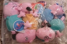 Peppa Pig Family Coin Purses Soft Plush  Soft Toys Bag Clip X4 NEW