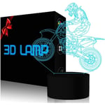 Nattlampa 3D Motocross Lamp, Motorcykel Illusion LED Nattlampa för Barnrum USB Dekoration 7 Färger Ändrar Leksaker Födelsedagspresenter för Fader Pojkar