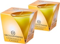 Deco Express Citronella Candle Set, Jar Candles Pack of 2 or 4, Long Lasting 30 Hour Burn Time (Yellow, 2 Pack)