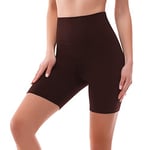 SINOPHANT Short Femme Sport été à Taille Haute Cycliste Legging Court Shorty Anti Frottement Cuisse Short sous Robe sous Jupe(S-M,1 Marrone)