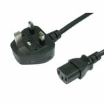 2m IEC Kettle Lead Power Cable 3 Pin UK Plug PC Monitor TV PS3 C13 Cord 2 Metre